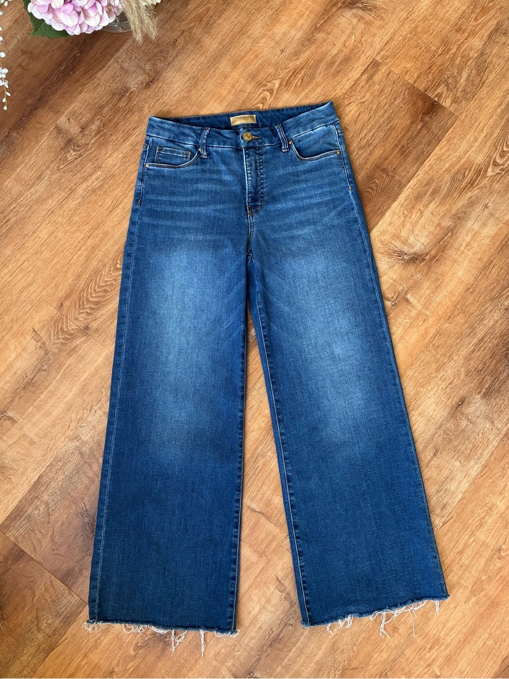 Kut From The Kloth Meg High-Rise Wide Leg Denim Jeans, Fab AB, Sz 6